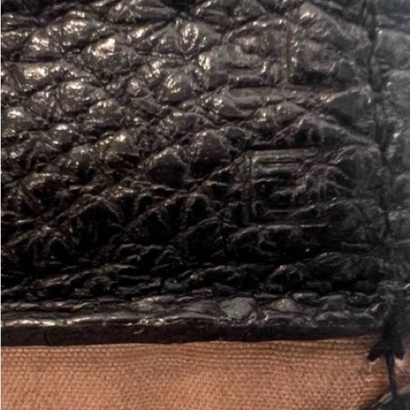 Hermes black color leather snap button pouch size GM - Picture 8 of 10